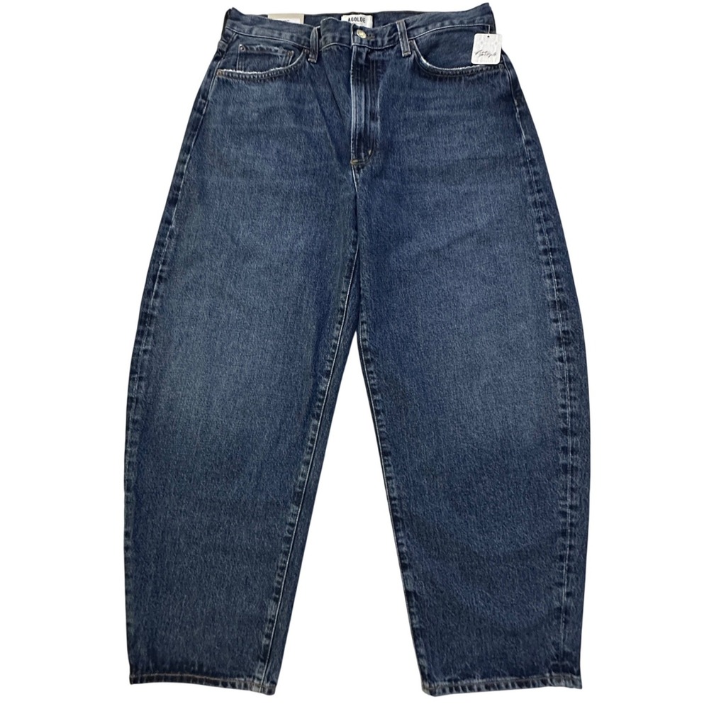 AGOLDE Balloon High Rise Barrel Leg Jeans 31 Indigo Denim 100% Cotton Streetwear